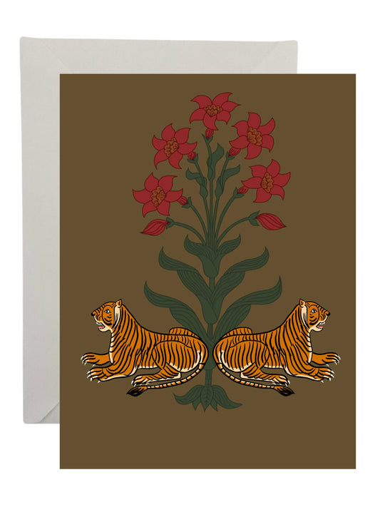 Mirror Tigers and Red Flower Card