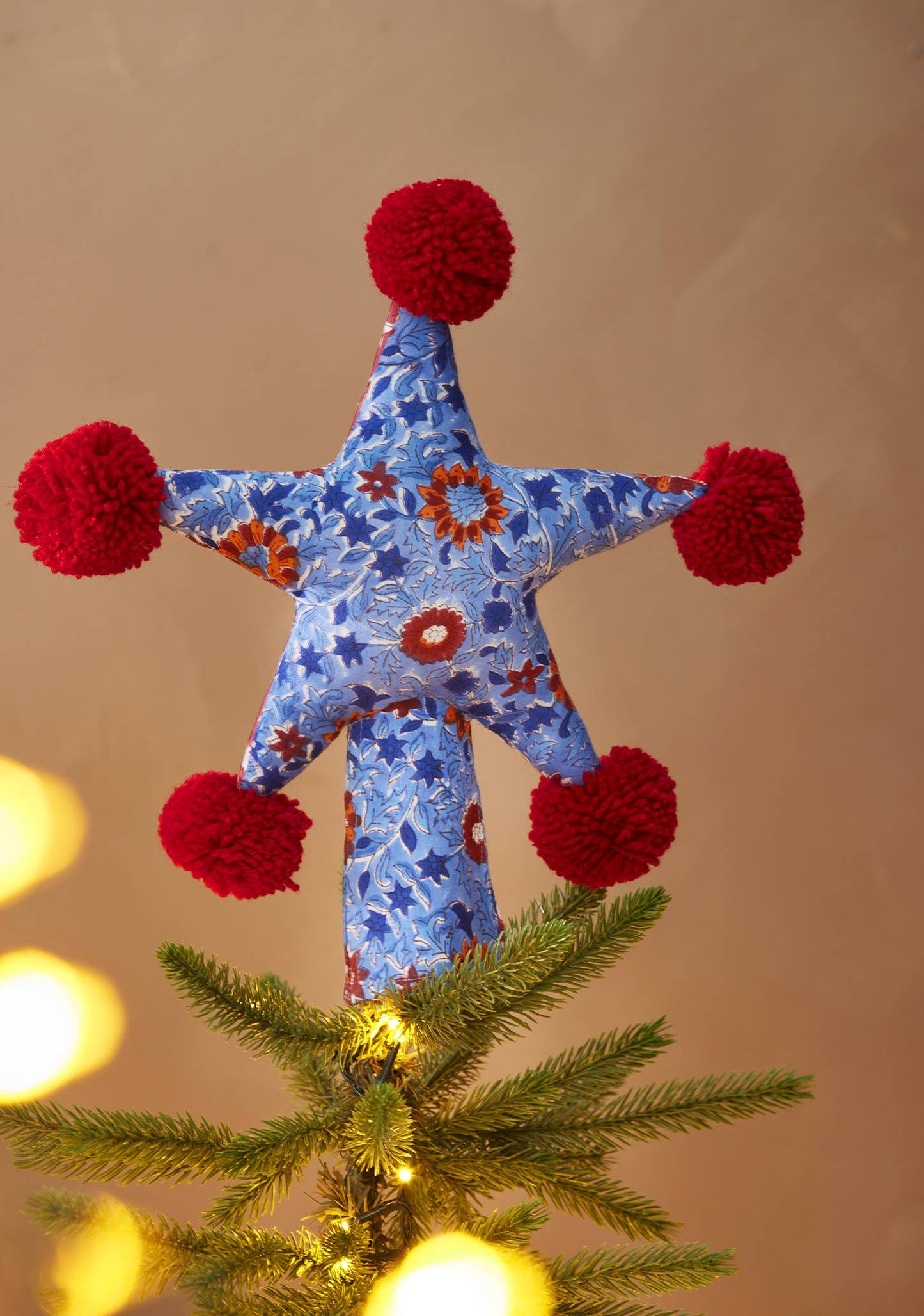 Akya Block Print Star Tree Topper