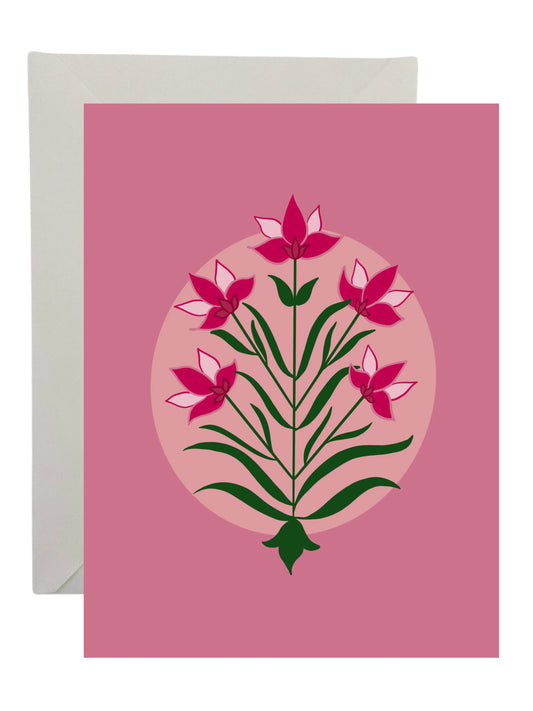 Pink Floral Oval Card