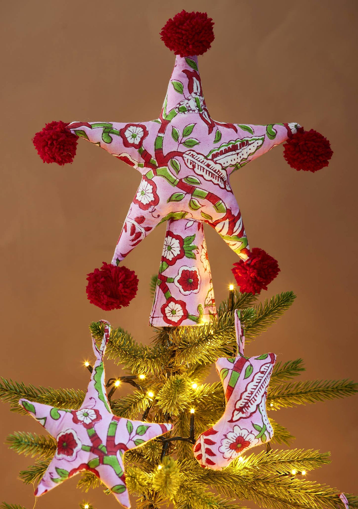 Arana Block Print Star Tree Topper