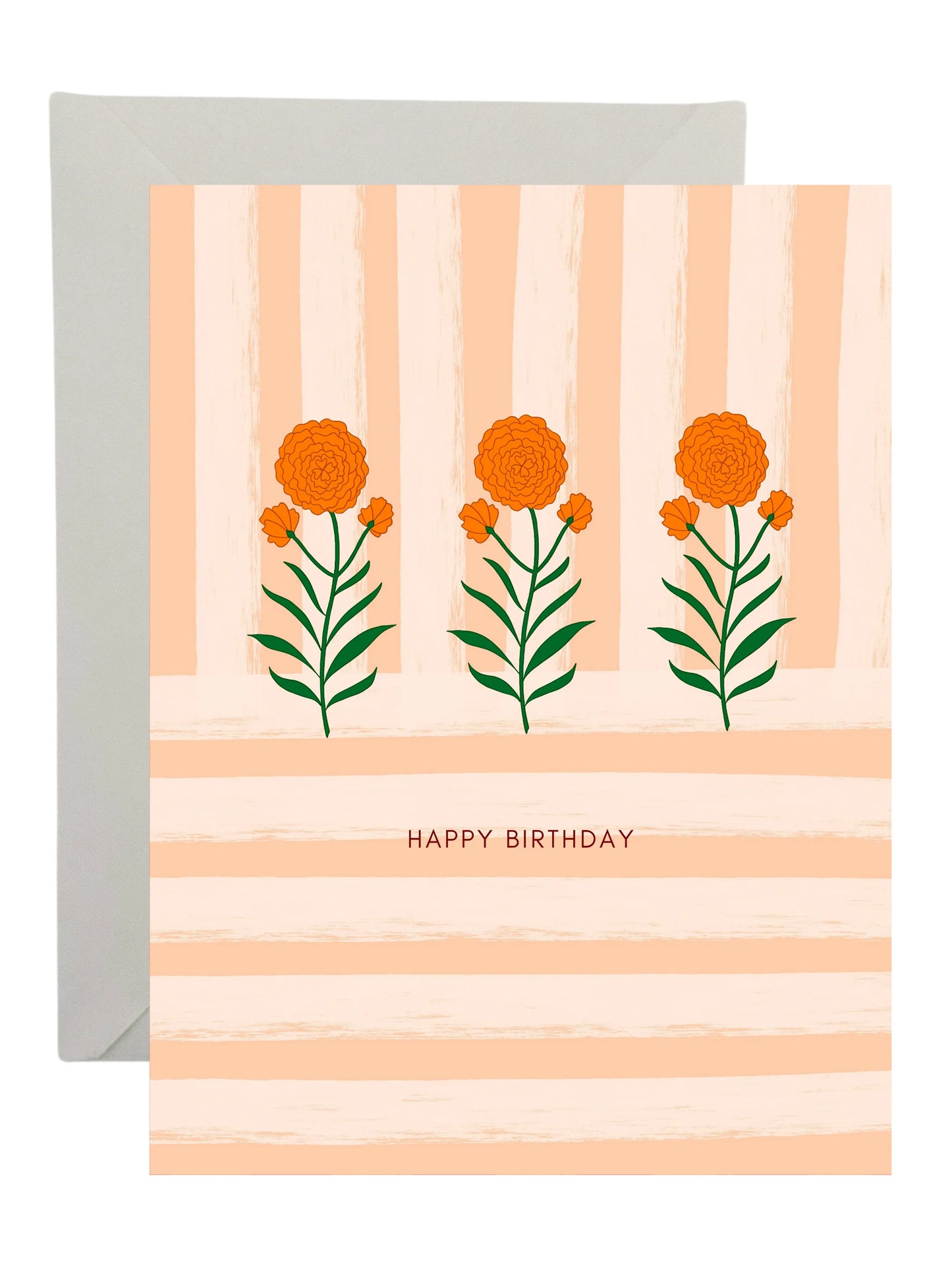 Orange Flowers Happy Birthday Card