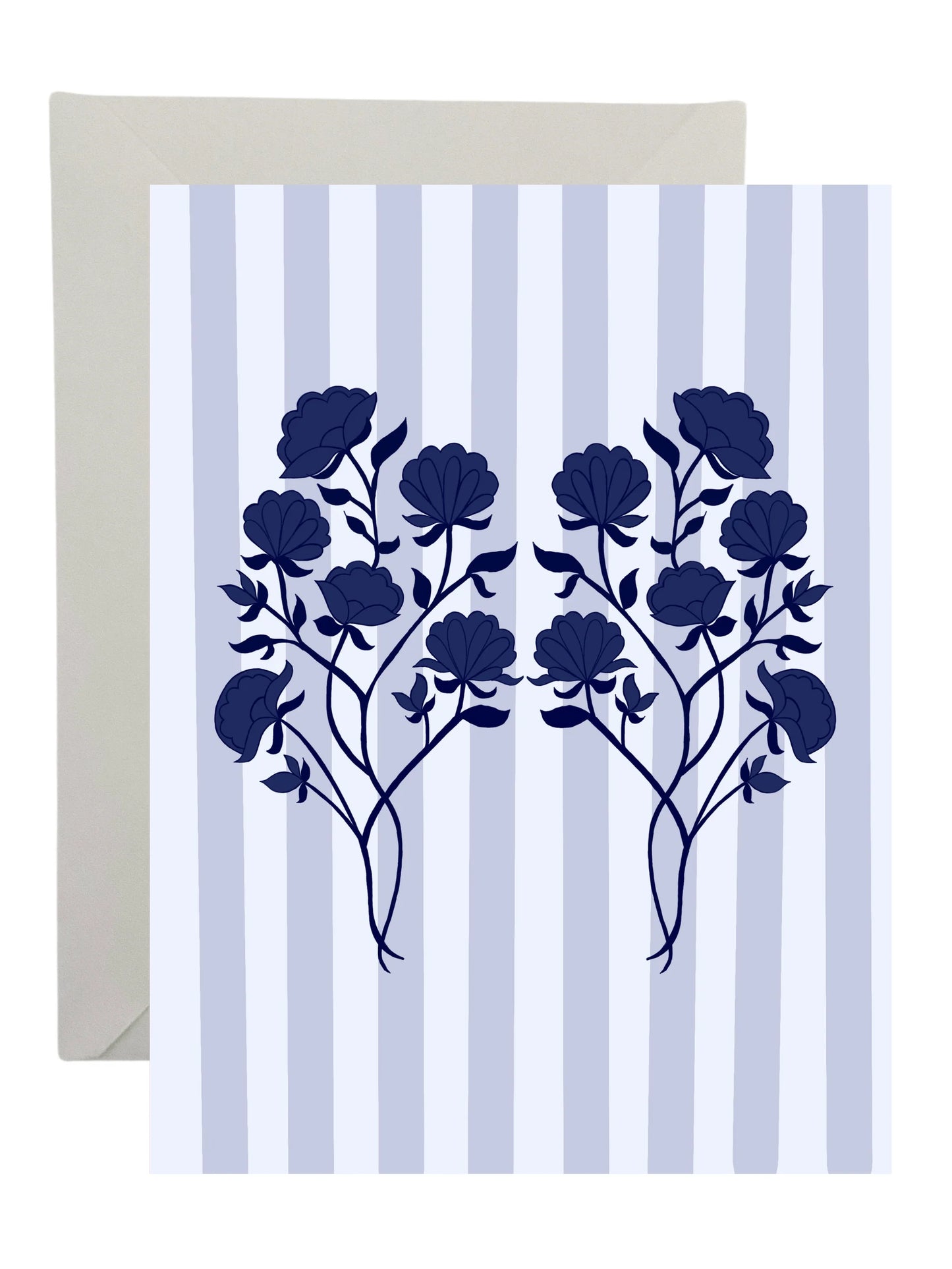 Blue Flowers with Stripes Card