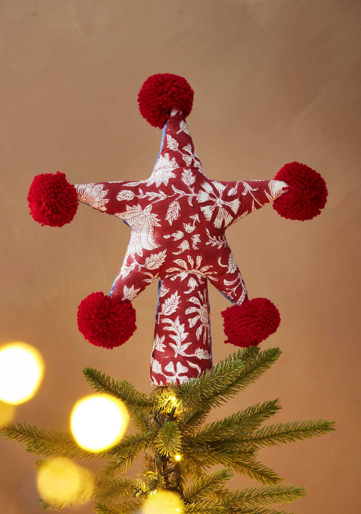 Akya Block Print Star Tree Topper